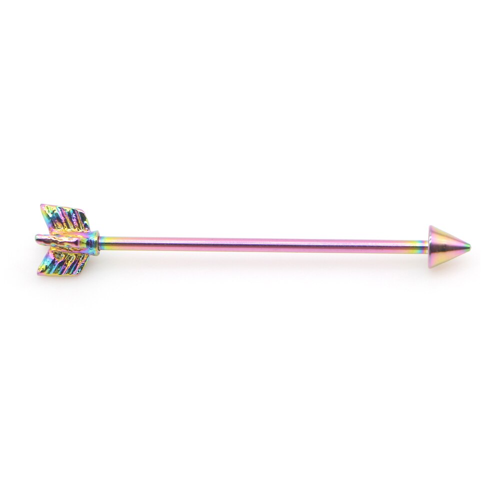 14G 1pc Stainless Steel Industrial Barbell Earrings Twisted Matte Rainbow Ear Cartilage Helix-Conch Piercing Jewelry: Style A-Multicolor