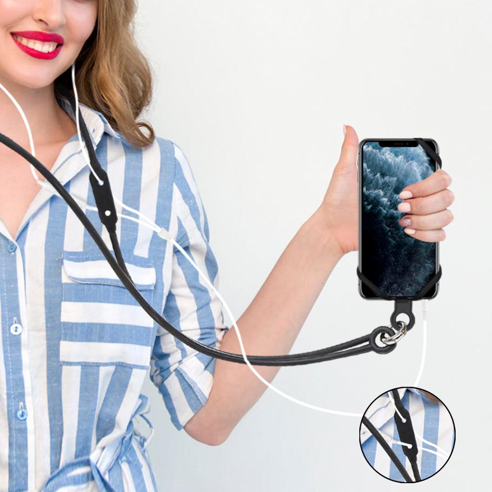 Silicone Lanyard for keys Moblie Phone Straps Cell Phone Holder Sling Necklace Wrist Strap Mobile Phone Holder lanyard cuello: black