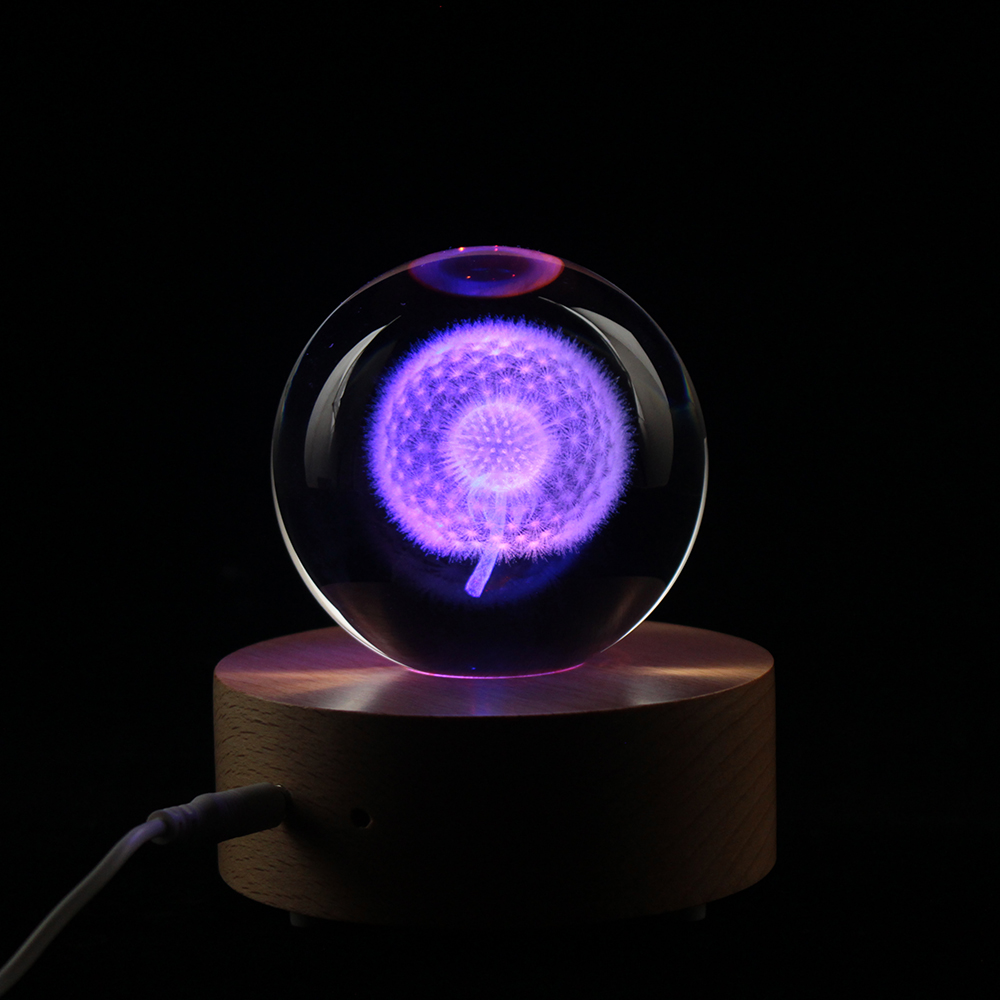Base de Luz Led de madera para bolas y cubos de cristal, coloridas, de lujo, 100mm