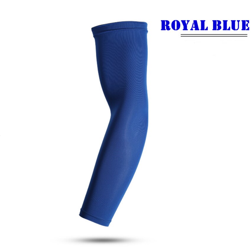 1 pair Sun Protection Sports Arm Compression Sleeve Basketball Cycling Arm Warmer Summer Running UV Volleyball Sunscreen Bands: Blue 2pc / XL 41cm