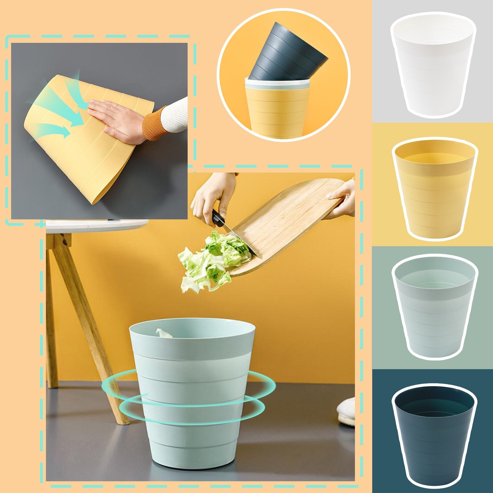 Papelera pequeña de 6L para escritorio, Cubo de basura de plástico para mesa de oficina Y hogar, cesta para artículos diversos, caja de barril Y