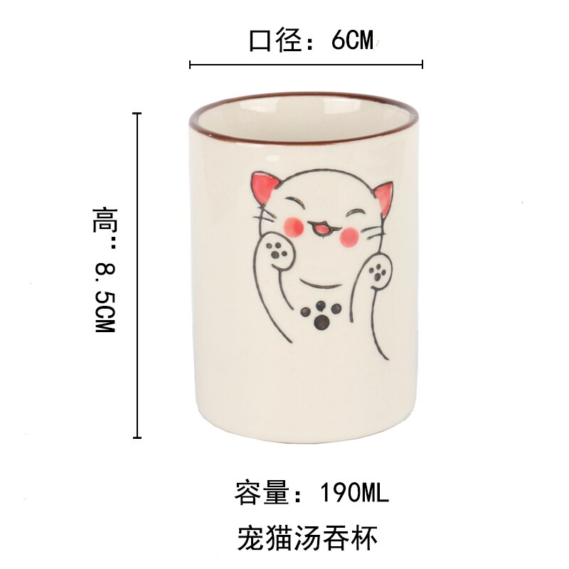 Taza de agua pintada a mano japonesa, copa de sopa de cuerpo recto, golondrina, taza de té de cebada para restaurante, vaso práctico, taza de té de cerámica: 3