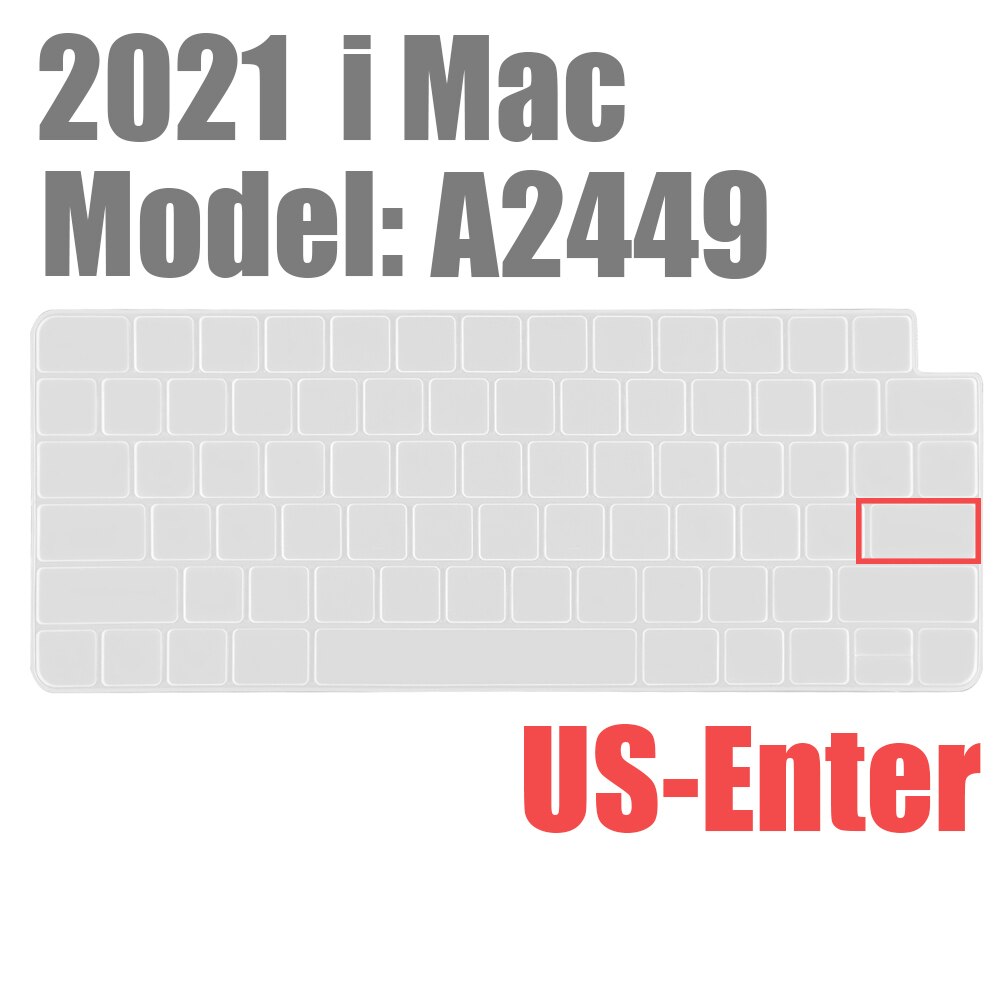 For iMac Wired Apple Keyboard Cover A2449 A2450 A1243 A1843 MB110LL/B with Numeric Keypad Silicone keyboard Protector Skin: US-A2449 with ID