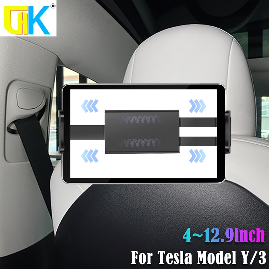 Voor Tesla Model 3/Y Achterbank Telefoon Houder 360 Graden Draaien Stand Auto Hoofdsteun Beugel Ondersteuning Voor Tablet pc Ipad Mini Pro