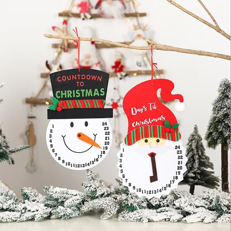Countdown Wall Calendar Cartoon Santa Snowman Wall Calendar Textured Printing Calendars Christmas Decor Christmas Ornaments