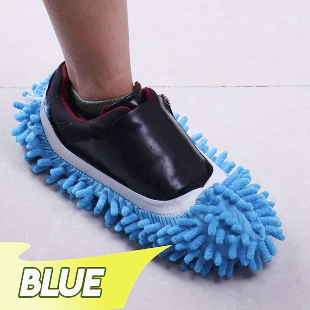 30 ^ 1 stykke mikrofiber moppegulv rengøring dovne fuzzy hjemmesko hus hjem gulvværktøj sko badeværelse køkkenrenser: Blå