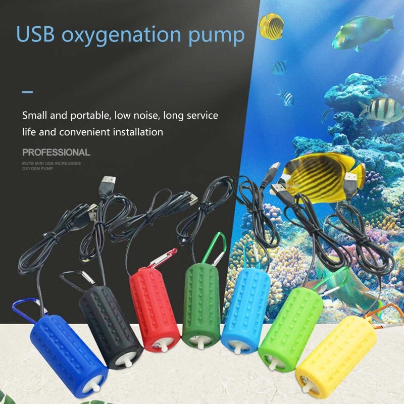 Aquarium Mini Air Pump Whisper Quiet Air Pump USB Bubbler for Salt and Fresh Water Fish Tank Fountain Pond Oxygen Pump