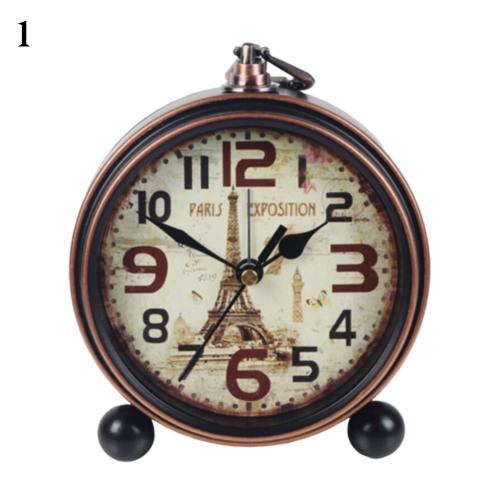 Furnishing Office Pendulum Desk Alarm Retro Desktop Bedroom Metal Vintage Clock Retro Vintage Silent Battery Operated Desk Clock: 1