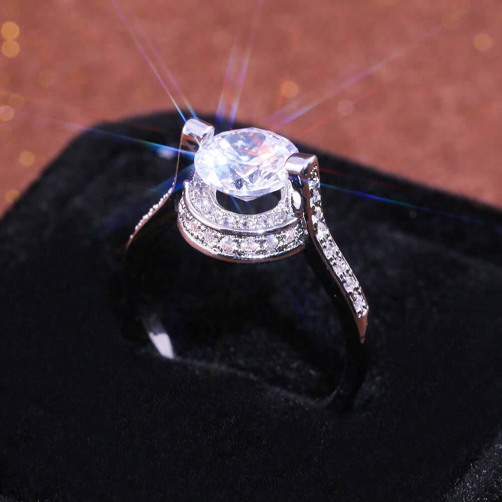 Huitan Classic Wedding Engagement Ring Fascinating With Brilliant Dazzling Cubic Zirconia Stone Prong Setting