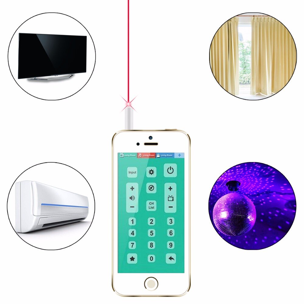 Mini Smart Infrared IR Remote Control With 3.5mm Jack Dust Plug Long Distance IR Transmitter Support Samsung iPhone HTC