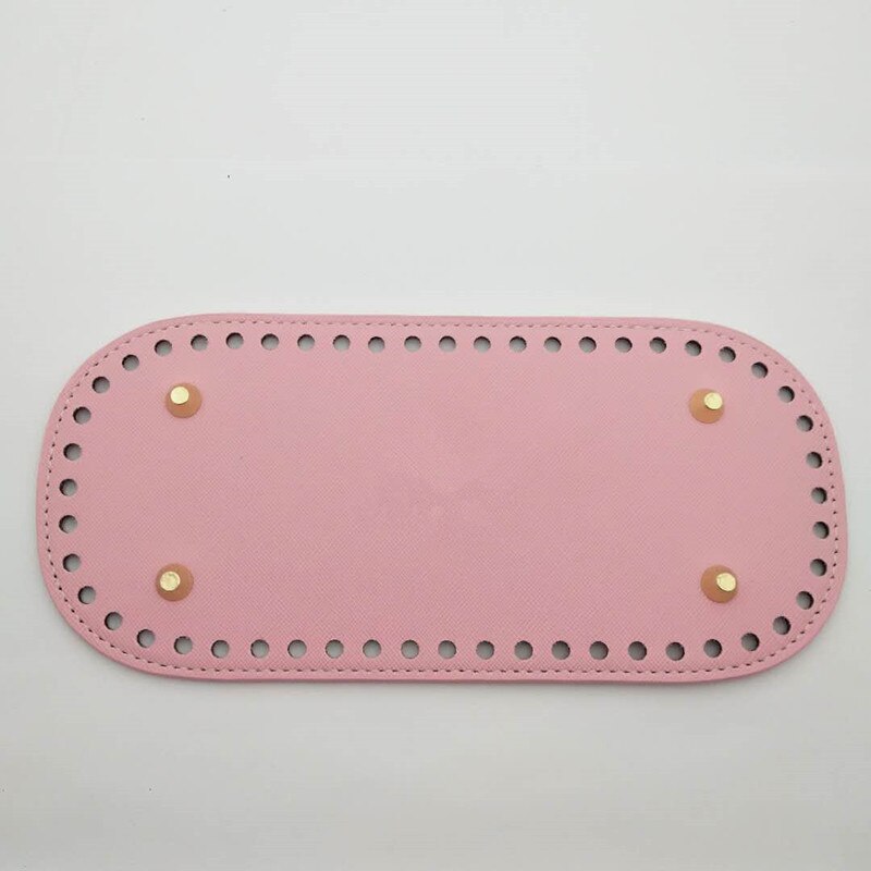 1 stk håndlavet pu læder bund med huller nitte til strikke taske håndtaske gør det selv kvinder skulder crossbody tasker tilbehør: Lyserød