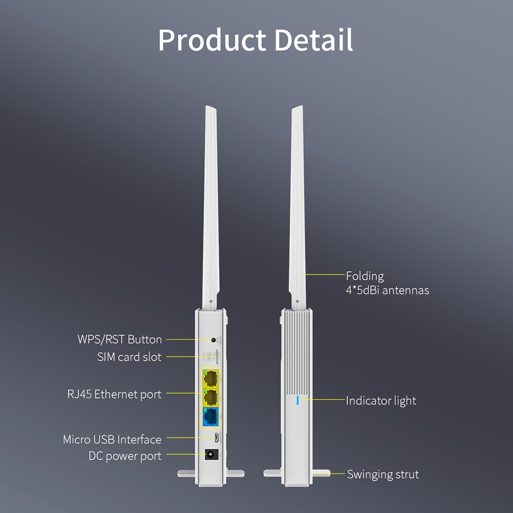E3 4G LTE 2.4GHz WiFi Router 4 Antennas SIM Card Wireless Wifi Range Extender 300Mbps Wi-Fi Signal Amplifier Repeater