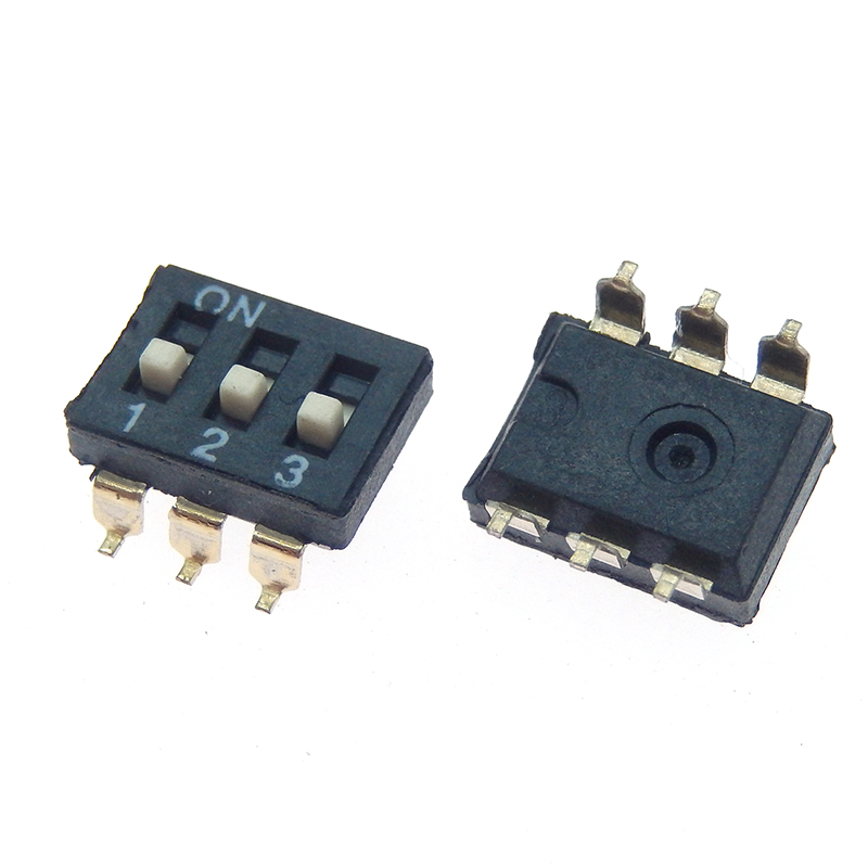 10pcs/lot Slide Type SMT SMD Dip Switch, 2.54mm Pitch 2 Row 4 Pin 2 Position / 8 pin 4 Position / 16 pin 8 Position: black