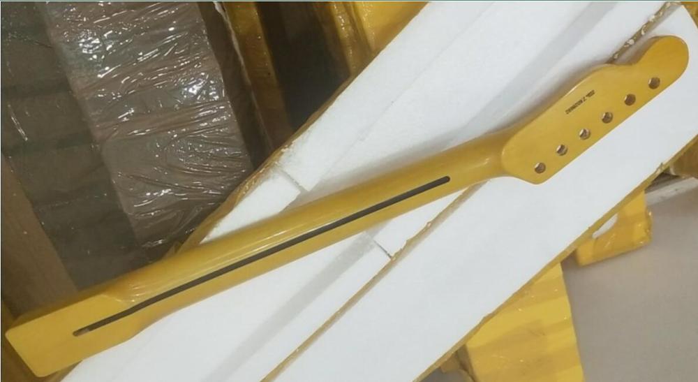 style tele electric guitar neck 21 fret in yellow maple woods-G