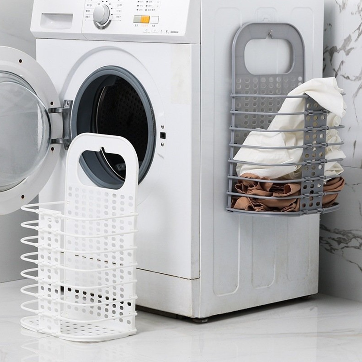 Buy 1 Get 1 Free Wall Hanging Laundry Organizer Basket Dirty Laundry Hamper Collapsible Home Laundry Basket Household Supplies