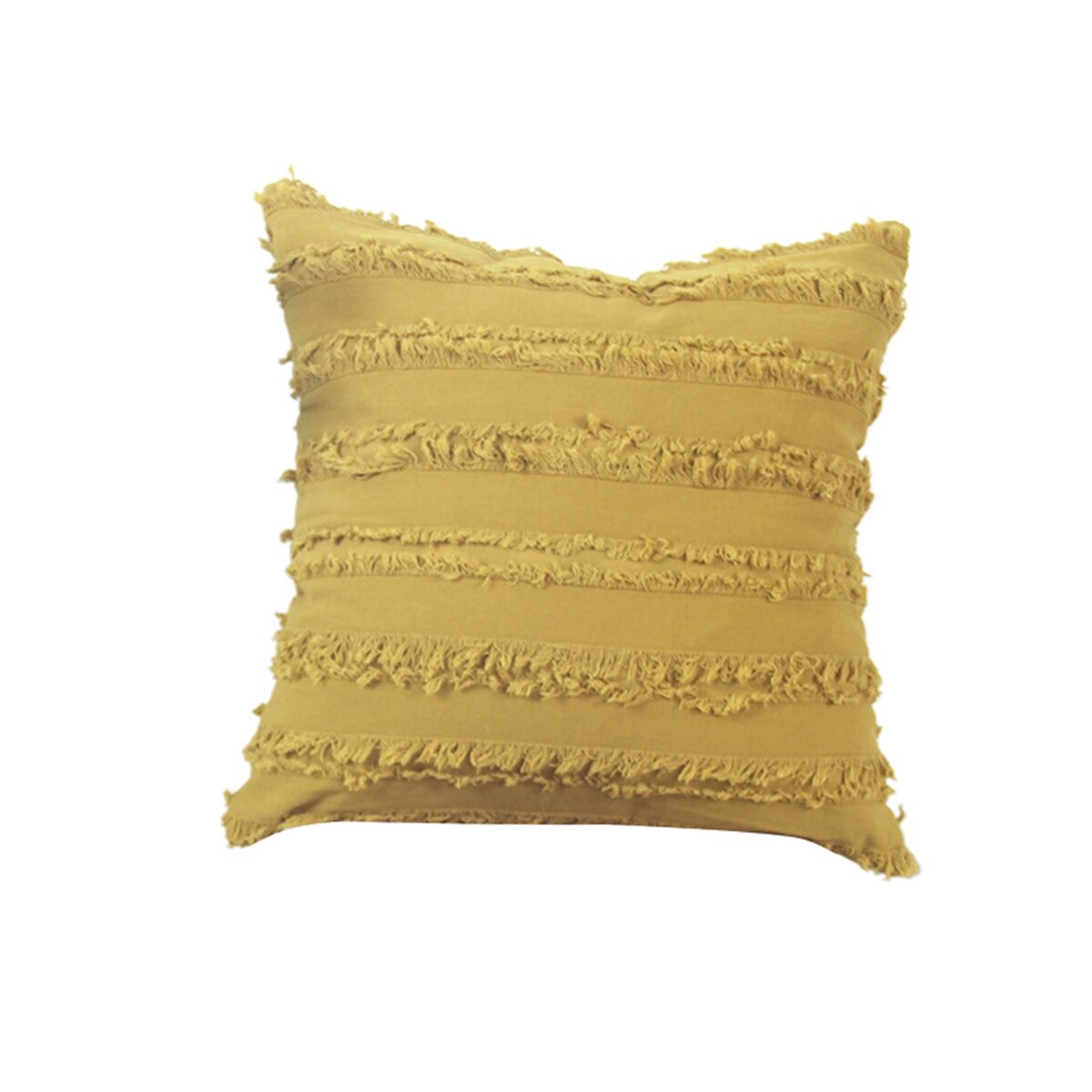 Katoen Linnen Kussensloop Kwastje Jacquard Fijne Steek Perfecte Afwerking Woonkamer Sofa Auto Decoratieve Thuis Kussens: YELLOW