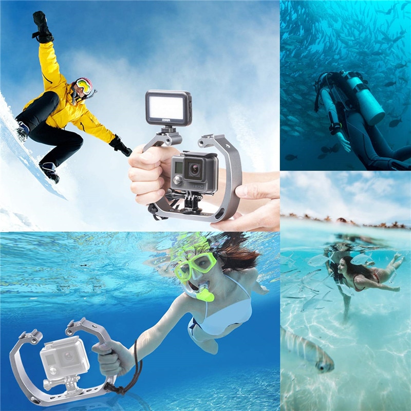 Mango estabilizador de agarre para GoPro Hero 9 8 7 Hero, aleación de aluminio negro, Micro película submarinismo, accesorio para cámaras de acción