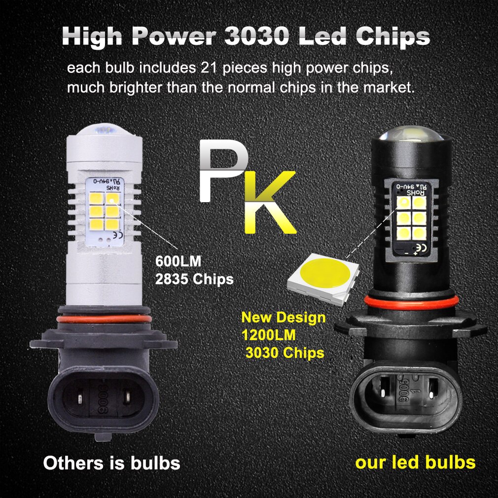 1200Lm 9005 HB3 LED Auto Lichter LED-lampen 3030 Weiß Tagfahrlicht DRL Nebel Licht 6000K 12V - 24V LEDs Fahren Lampe