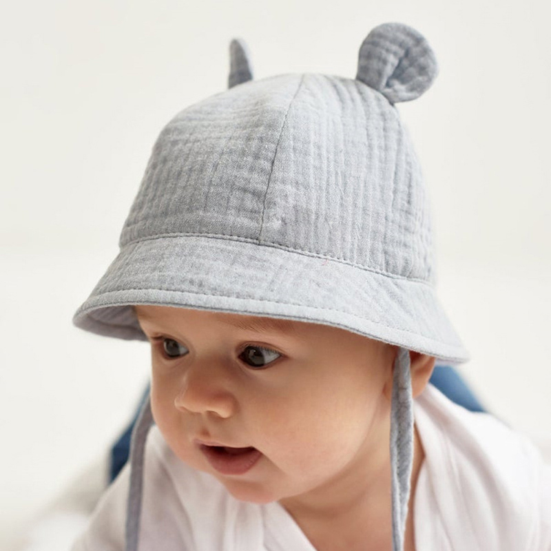 Nuovo cappello estivo da sole per bambini con orecchie cappello da pescatore per bambina tinta unita cappello da bambino in morbido cotone per bambini