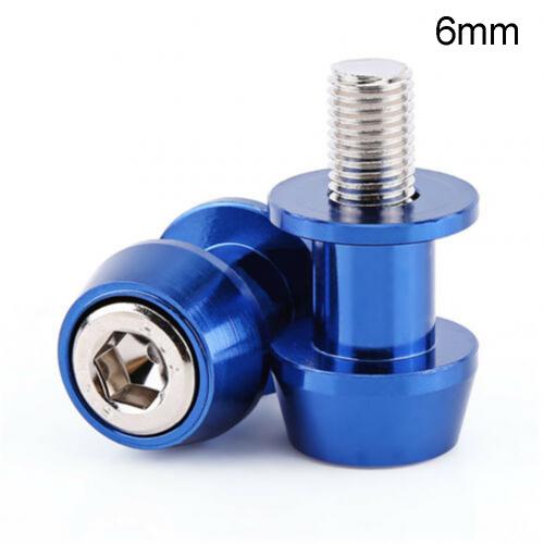 1Pair Aluminum Motorcycle Swingarm Spools Stand Screws Slider for Honda Kawasaki: 6mm Blue