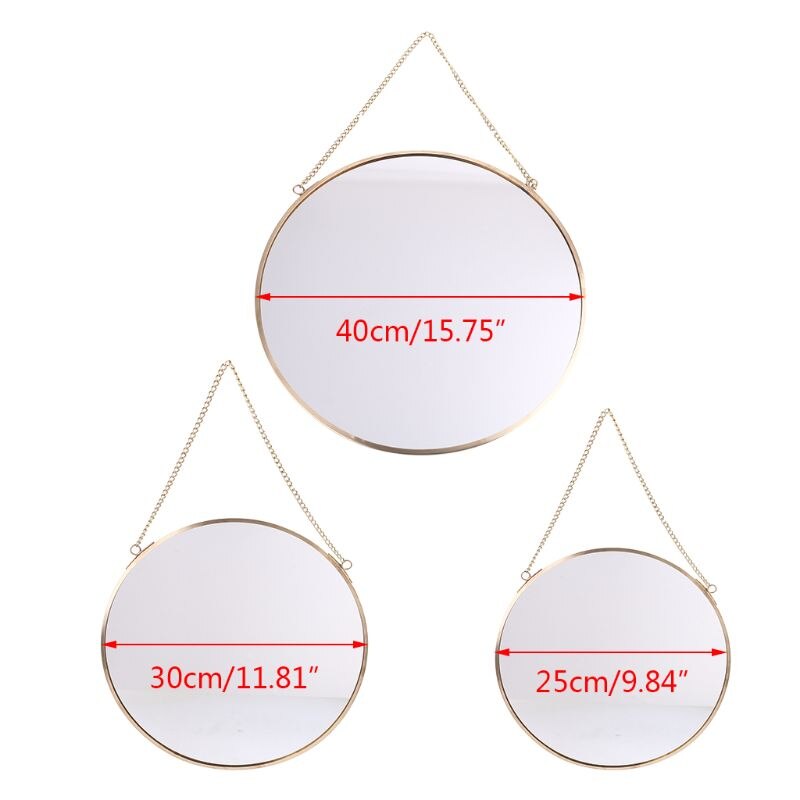 Espejo redondo colgante de pared, tocador dorado, Espejos de maquillaje, decoración de baño, 11UA