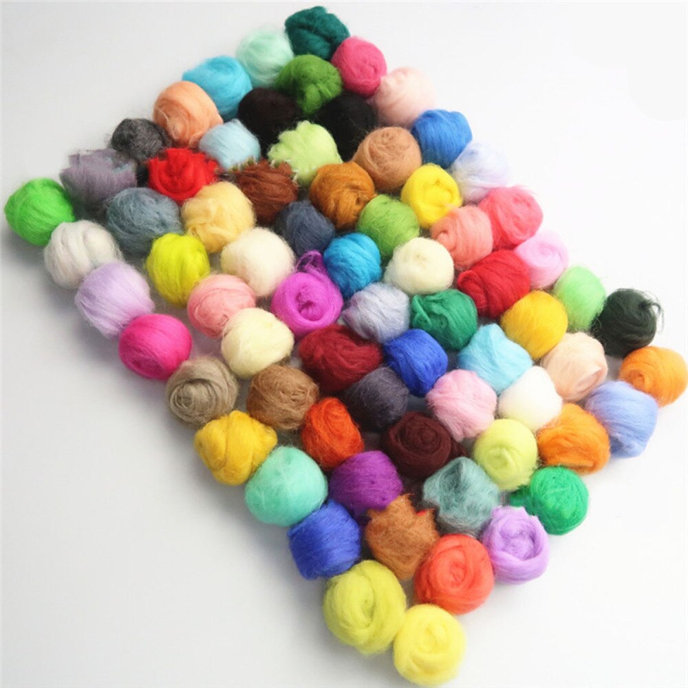 Set of 40 Colors 5g Merino Felting Wool Soft Yarn Roving DIY Craft Materials Wool Roving for DIY Trimming