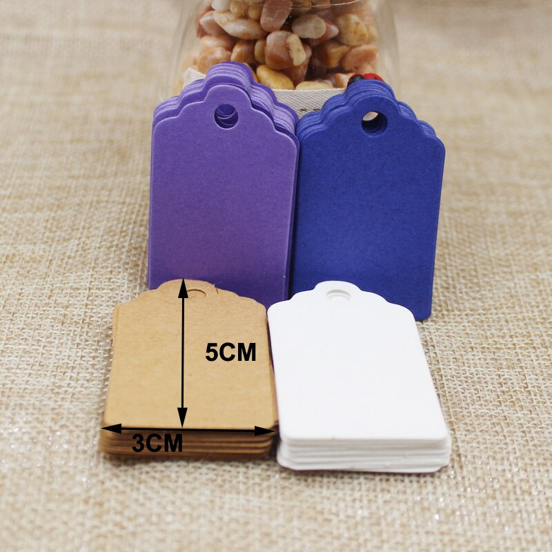 200 stuks 5*3cm beste -seeling diy kraft / wit / paars / marineblauwe papieren labels schelpkop label bagage trouwnotitie blanco prijskaartje