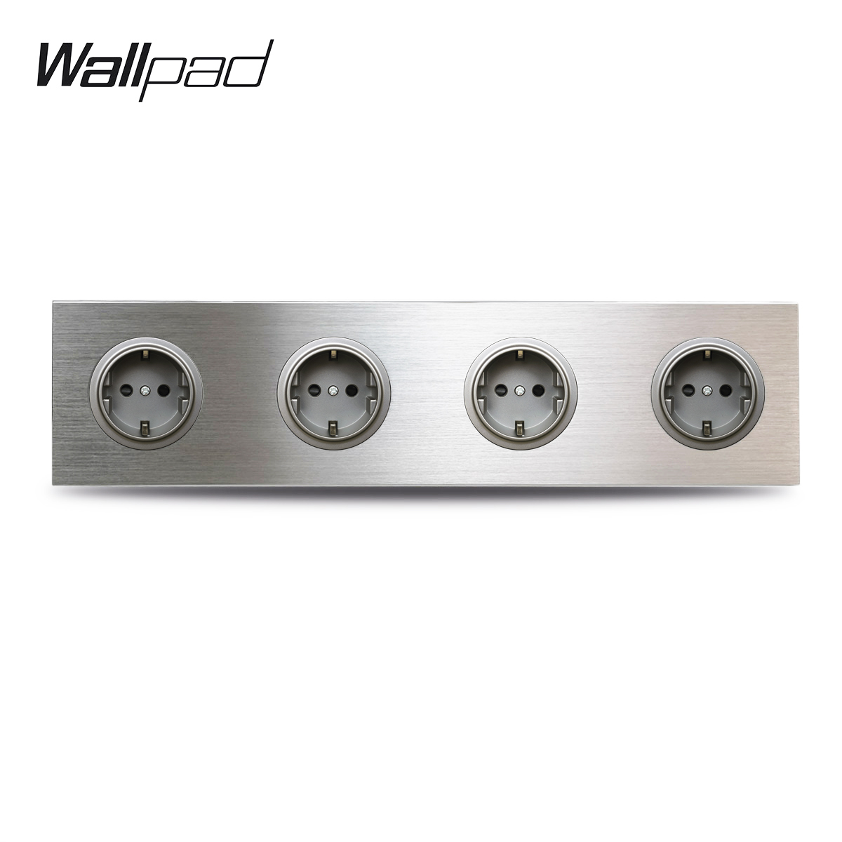 Wallpad Geborsteld Zilver Mat Grijs EU Stopcontact Aluminium Metalen Paneel 1 2 3 4 5 Berichten Stopcontact Nieuw: Type3