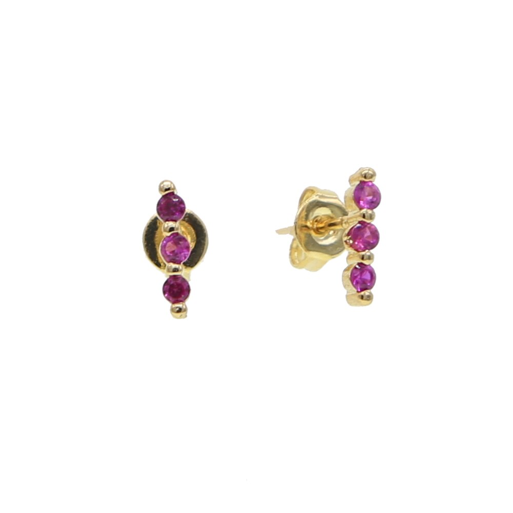 Oro riempito Colorate Birthstone rosso verde blu bianco cz bella di Modo di fascino Europeo Delle Donne sbarra orecchini della vite prigioniera dei monili arcobaleno: rosso