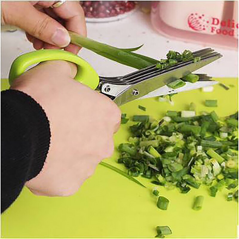 19*7cm Minced 5 Layers Multifunctional Kitchen Scissor Shredded Chopped Scallion Cutter Herb Laver Spices Cook Tool Cut 260g