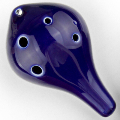 Ocarina-Colgante de cerámica con 6 agujeros para principiantes, Ocarina pequeña de boca larga, tono Alto C, recuerdo turístico, juguetes de enseñanza, 4 colores: Blue