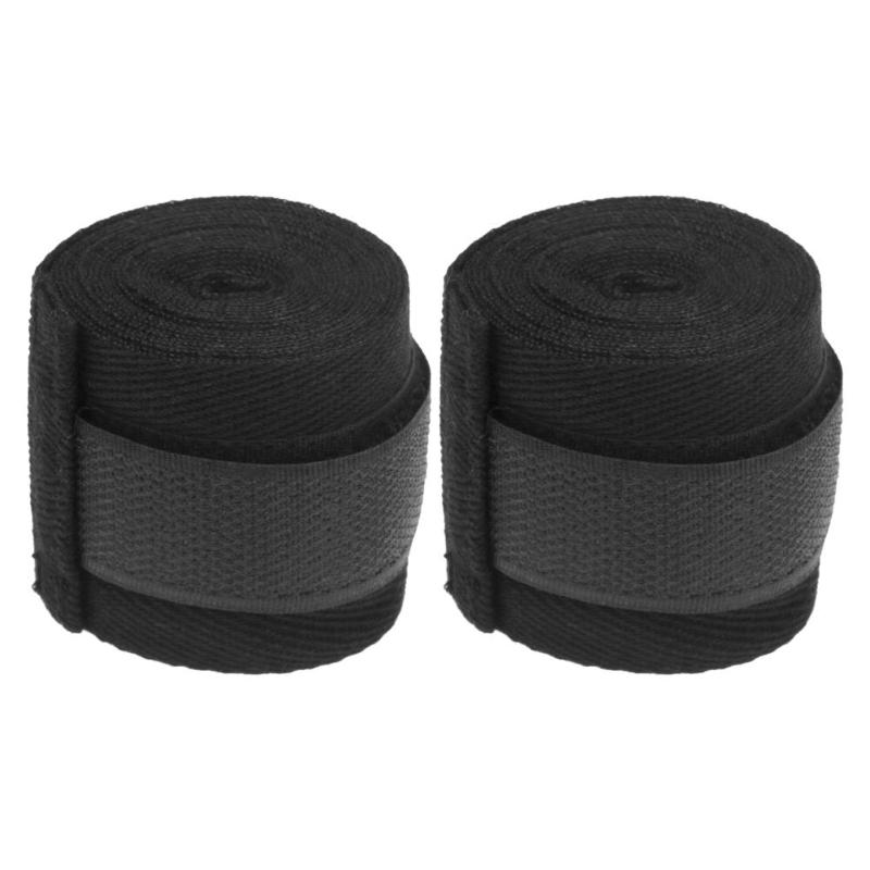 2 st 2.5m sport bomull kickboxning bandage sanda taekwondo mma handleden handhandskar omslagsband utrustning: Svart
