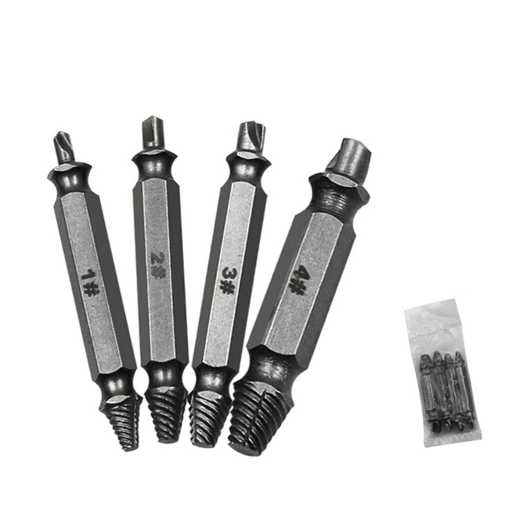 4pcs HSS Broken Head Screw Extractor Damaged Screw Extractor Woodworking Drill Bit Remover Quick-Release Easy-Pull Bolt Tool