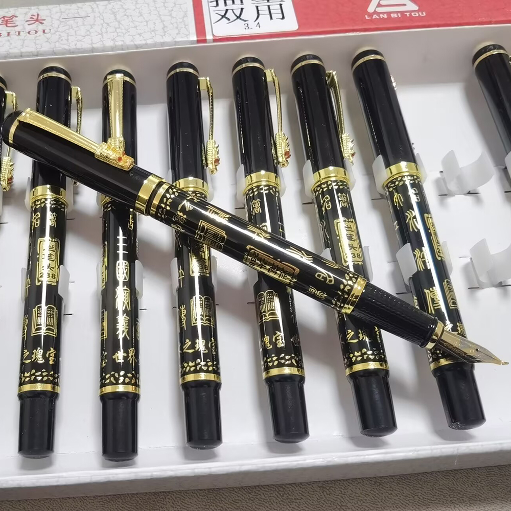 Pluma estilográfica fina 1 bolígrafo Plus, dos puntas, estilo clásico chino, caligrafía, escritura, firma, bolígrafo de , material de papelería para estudiantes y oficina