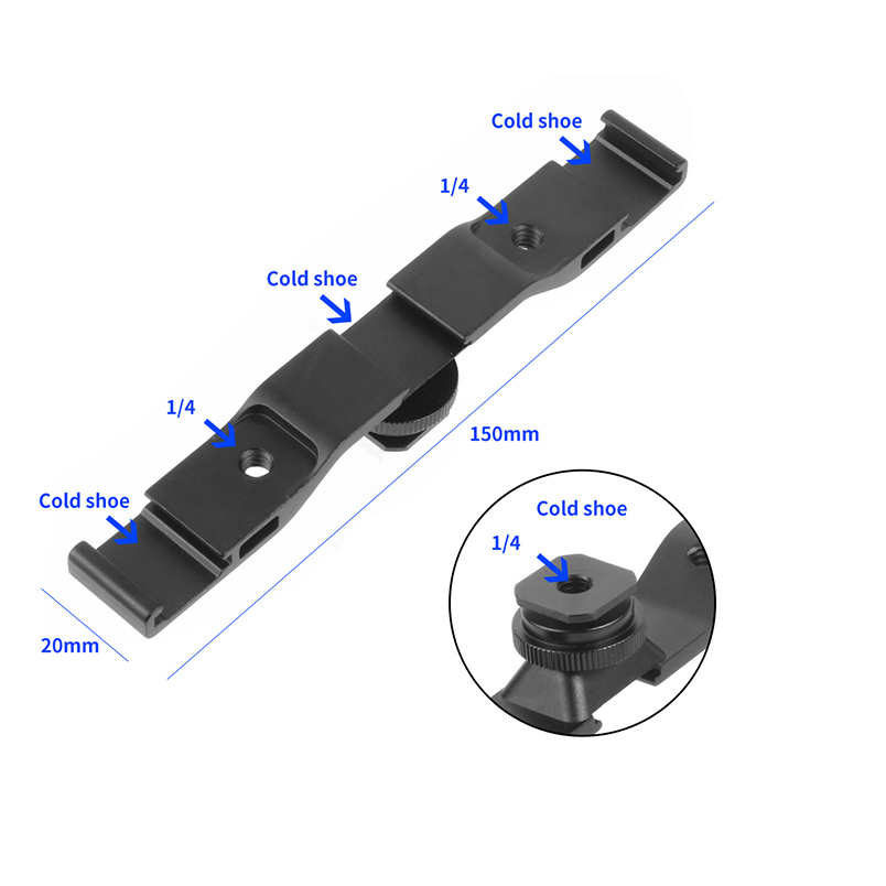 Doppel Kalten Blitzschuh Adapter Halterung Verlängerung Halfter Video Halterung für Kanon für Nikon Stativ DSLR Kameras Blitzlicht Mikrofon