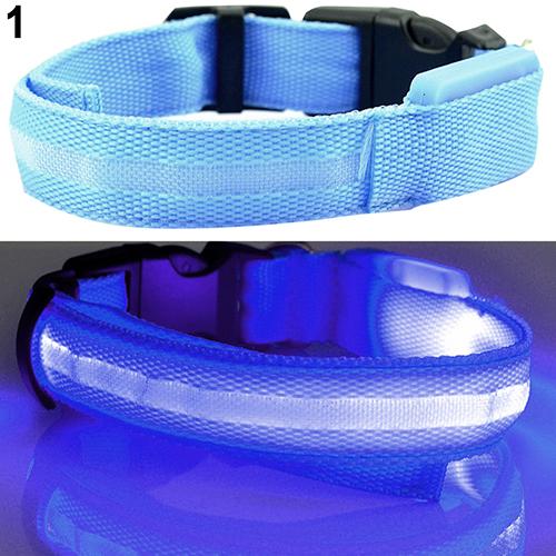 Nylon Led Glow Pet Hond Kraag Hanger Night Veiligheid Knipperende Kat Hond Hals Kraag Leiband Lichtgevende Verstelbare Kraag Voor Hond lopen: Blauw / S