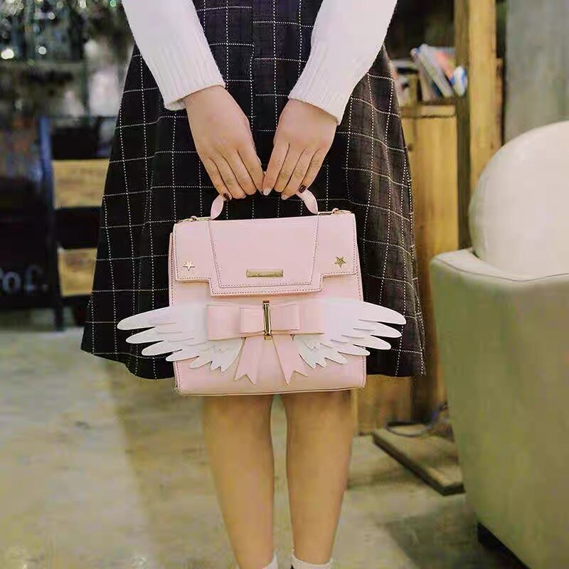mignon Lolita ailes arc Pu fille sac à bandoulière sac à main bandoulière Messenger sac femmes Bat sac Bolsa sac fourre-tout