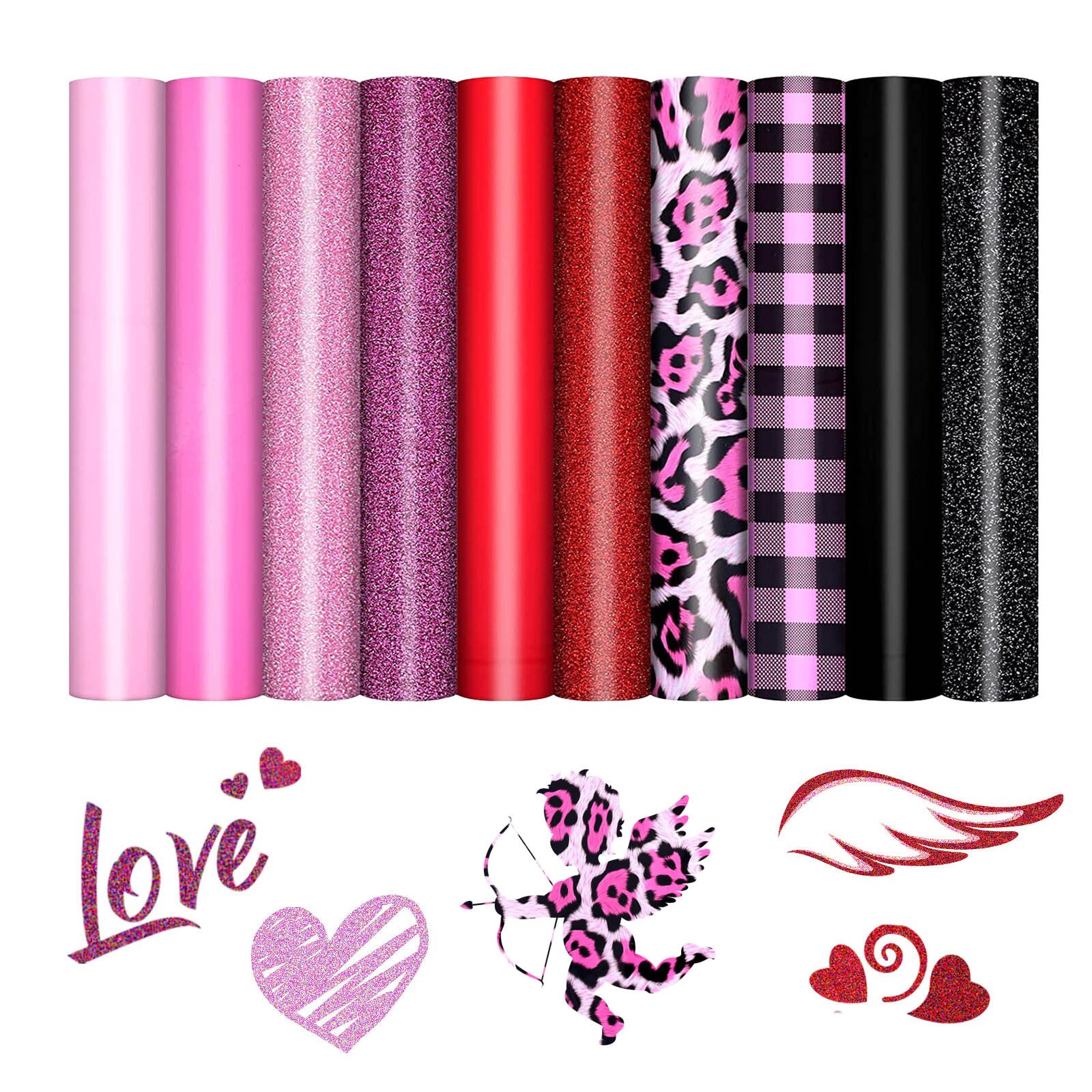 10 Roll Vinyl Heat Transfer Iron On Diy Garment Film Silhouette Paper Art With Valentine's Day For Lovers Family