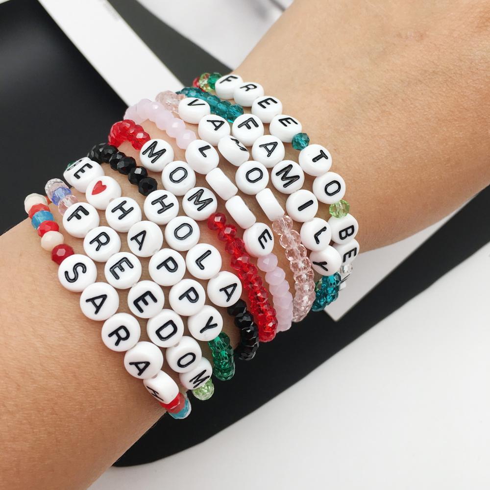 OMY buchstaben perlen Armbinde für frauen neue bunte worte namen armbänder der frauen mädchen FROHE Weihnachten