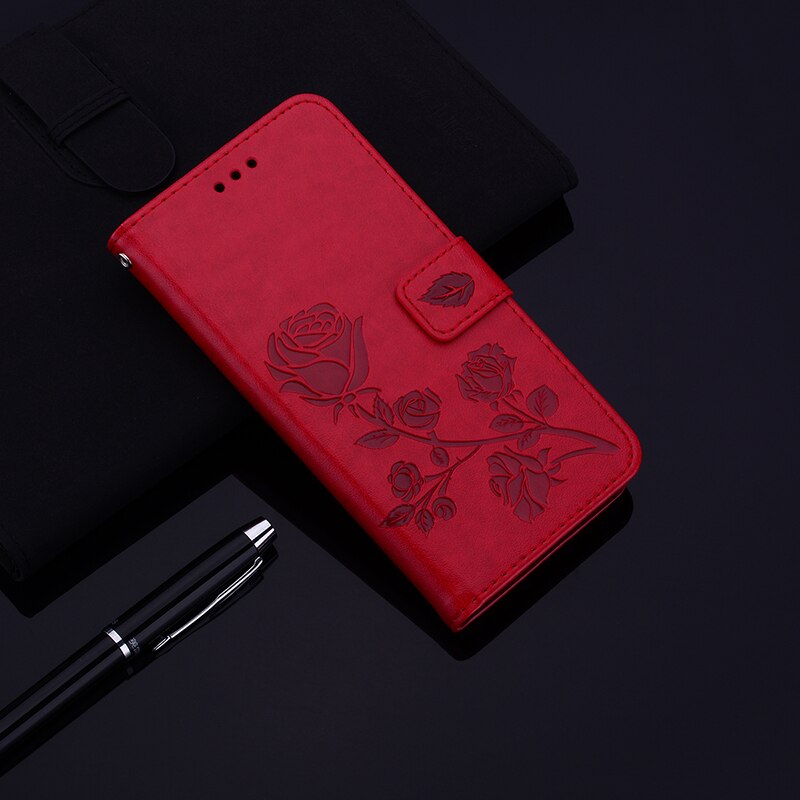 Odwróć skórzany pokrowiec na Xiaomi Poco M3 чехол Case portfel z tworzywa syntetycznego stojak Capa Funda Pocophone M3 M2010J19CG pokrowiec ochronny Etui: MGH Red