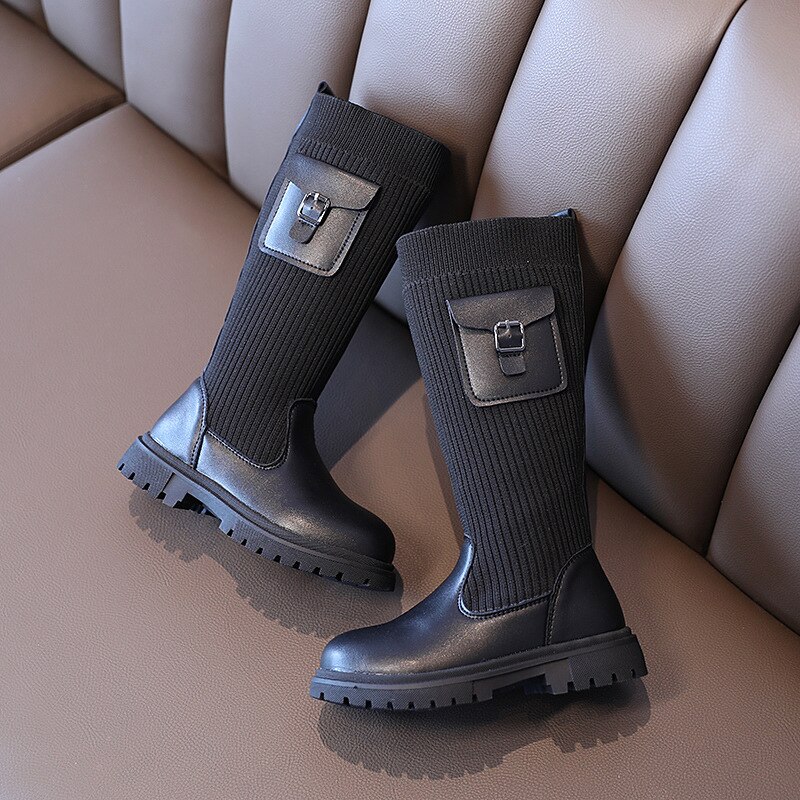 Crianças botas longas meninas na altura do joelho moda crianças meias botas de neve 2020 outono inverno princesa meninas esporte sapatos criança tênis