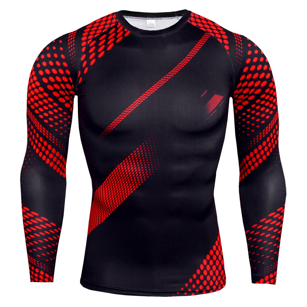 Equipamento térmico frio masculino compressão seca rápida mock ciclismo roupa interior manga longa t camisas: XXL / Vermelho