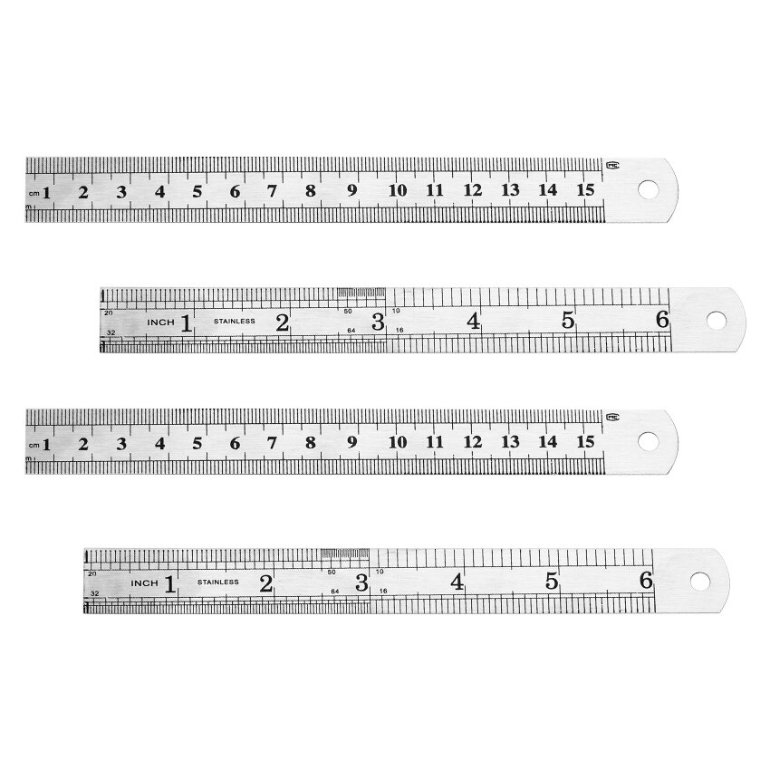 1PC Stainless Steel Metal Ruler Metric Rule Precision Double Sided Ruler Measuring Stationery 15cm