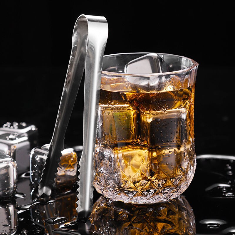4/6/8 Pce Stainless Steel Ice Cubes Whiskey Stones Set Drinks Wine Champagne Cooler Round Reusablel Ice Cube Bar Utensils