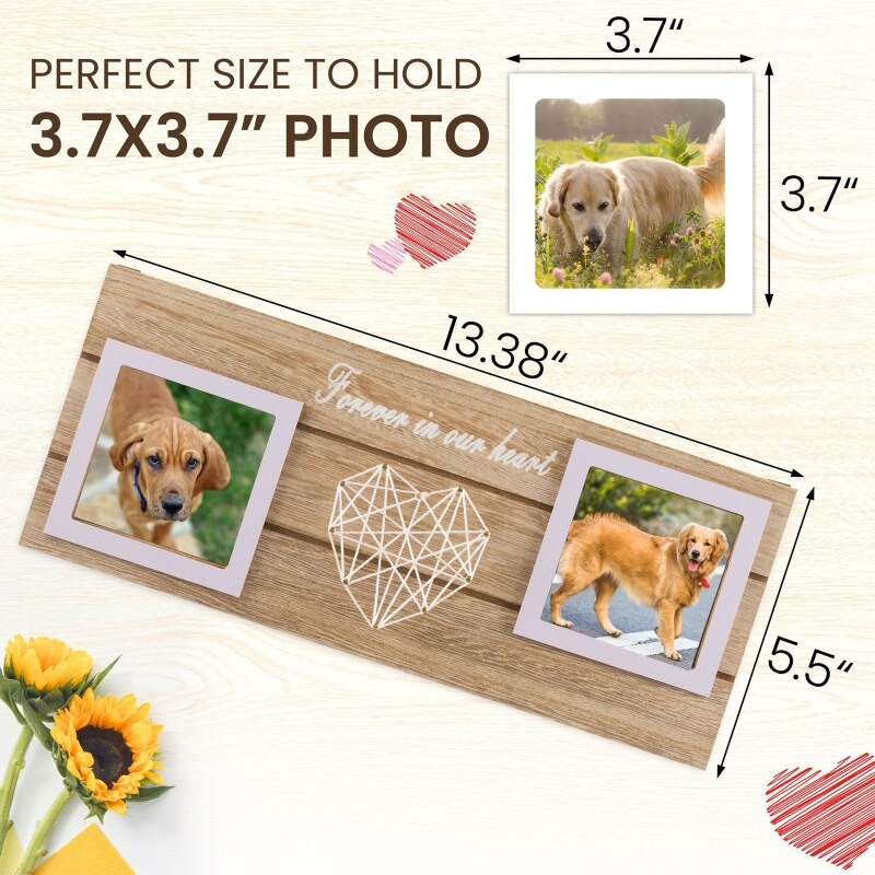 Wooden Dog Photo Frame Heart Shape Memorial Picture Frame Wood Crafts