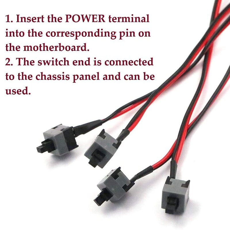 Computer Schakelaar Draad Kabel Aan/Uit Drukknop Herstart Lijn Pc Schakelaar Kabels 45Cm (6 Pack 2 Pin)