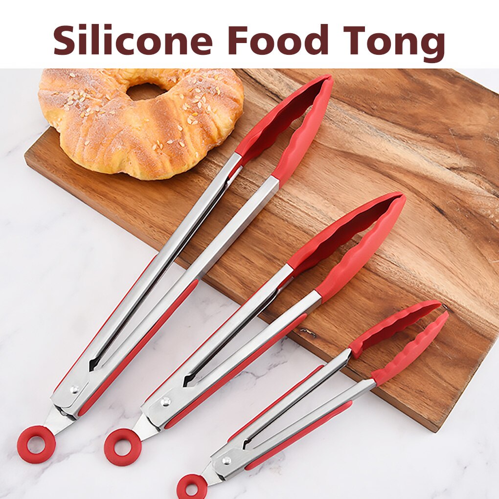 Kitchen Tongs Stainless Steel Silicone Kitchen Cooking Tongs Grilling Barbeque Food Non Stick Cookware Bread Tongs Kitchen Tools