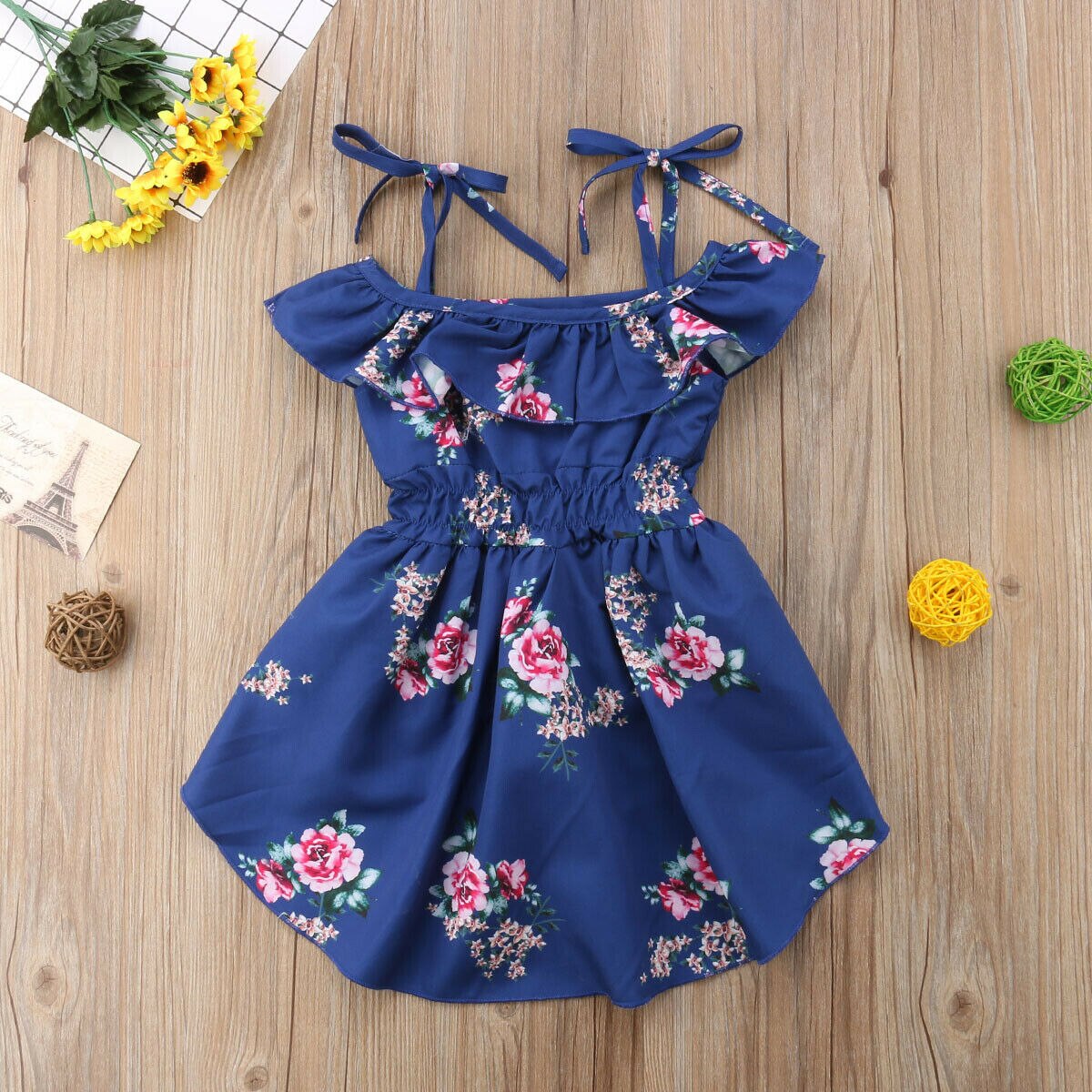 Bambino/Capretto/Bambino Delle Ragazze Floreale Tute e Salopette con il Vestito di Estate di Stile di Vacanza