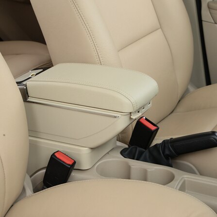 Accoudoir central en cuir synthétique pour ford ecosport, boîte de rangement, porte-gobelet, cendrier, accessoire de style automobile: C styke beige
