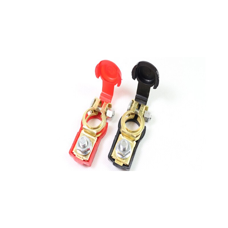 2PCS Universal Car Battery Copper Pile Head Clip Red Black Protective Cover Battery Terminal Block Card Head Connector Clip